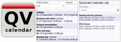 Quickview-Calendar. Widget z zawartością kalendarza.