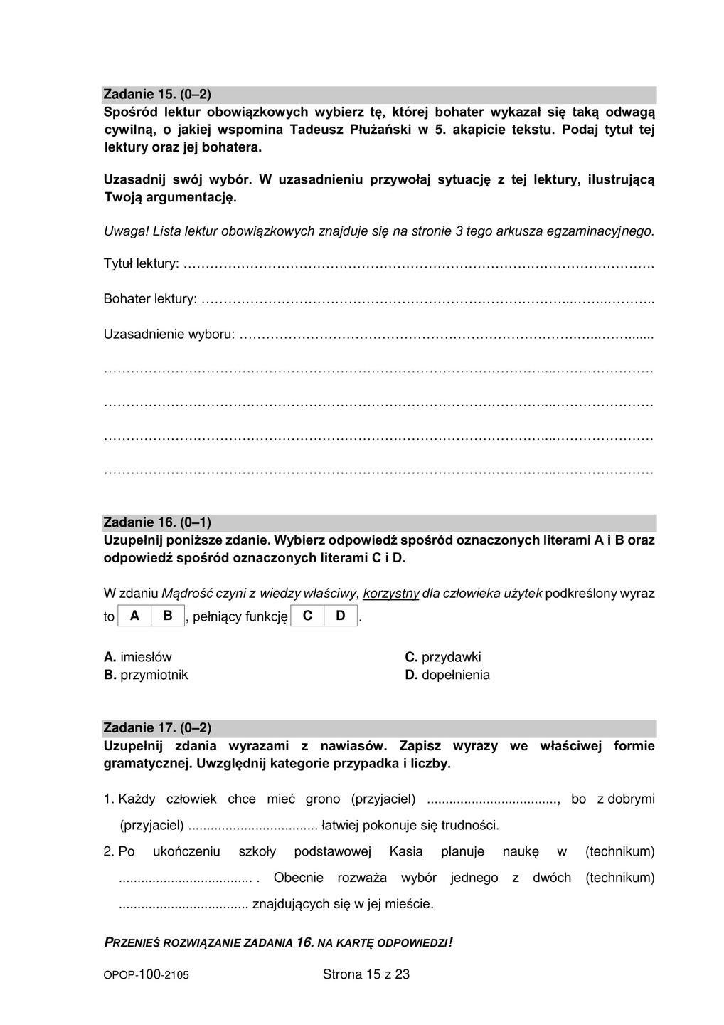 Egzamin ósmoklasisty 2021. Język Polski