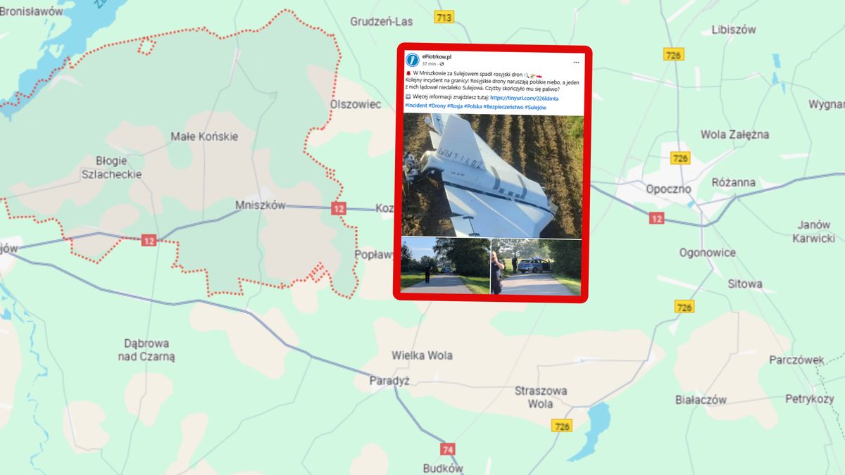 Dron spadł na pole.