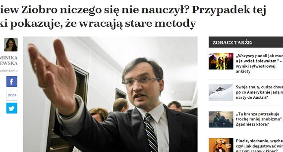 Zbigniew Ziobro pozwie naTemat.pl za sugerowanie zemsty na znanej lekarce