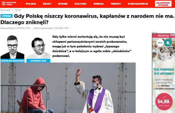 „Newsweek” krytykowany za tekst z tytułem „kapłanów z narodem nie ma, dlaczego zniknęli?”