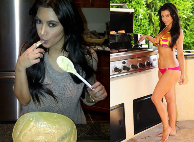 Dawn temu w kuchni zaczęła pozować Kim Kardashian