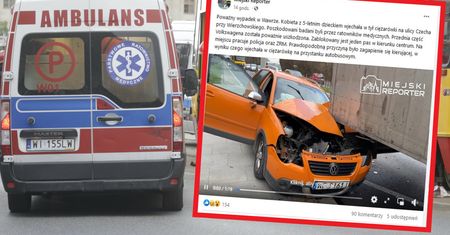 Groźny wypadek w Warszawie. W aucie małe dziecko
