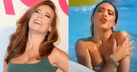 FIGLARNA Anna Mucha niczym Sabrina wdzięczy się w bikini na basenie. Hotówa? (FOTO)