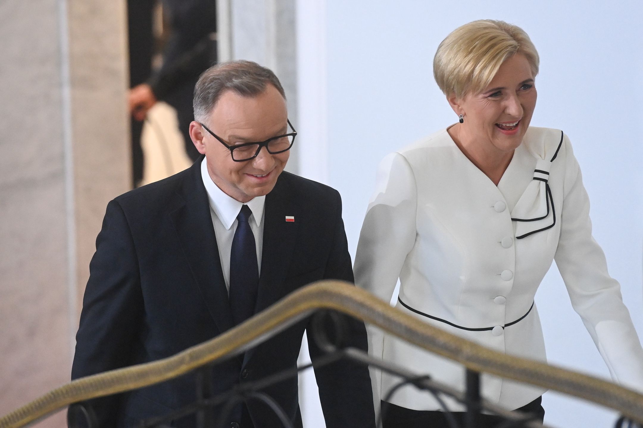 Agata Kornhauser-Duda i Andrzej Duda na zaprzysiężeniu 