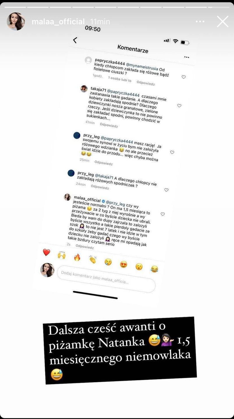 "Mała" Ania krytykowana za śpioszki