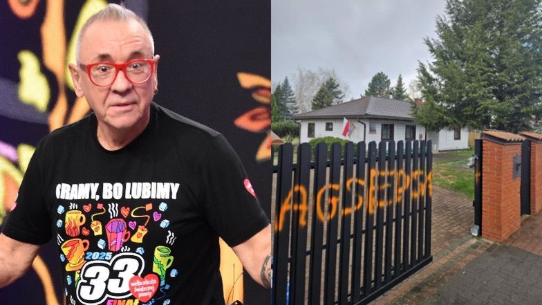 Wulgarne napisy na ogrodzeniu domu Owsiaka