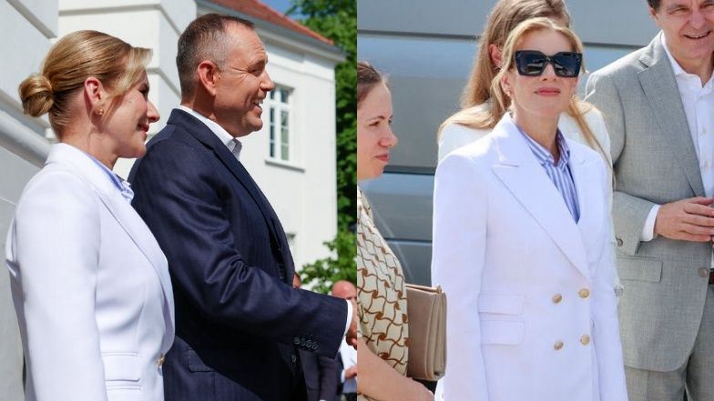 Marta Nawrocka na spotkaniu w Juracie