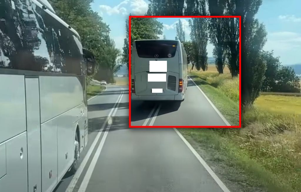 Podwójna ciągła i zakręt. To co zrobił kierowca autokaru mrozi krew