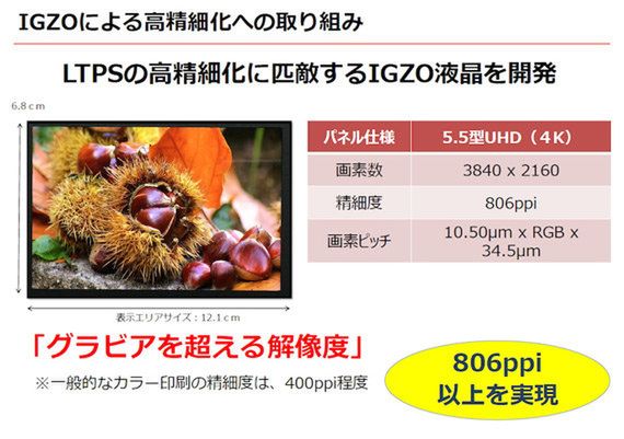 5,5-calowy ekran Sharp IGZO 4K