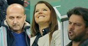 Joanna Jabłczyńska, Kazimierz Marcinkiewicz i Olivier Janiak na meczu Legii