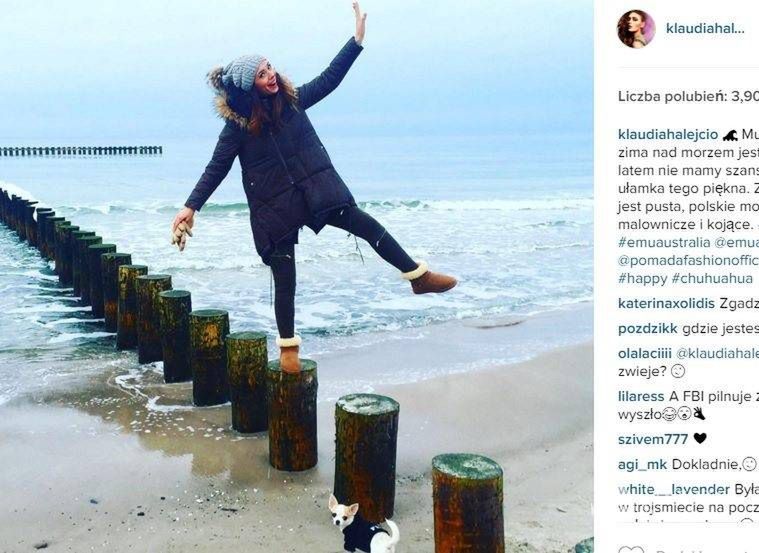 Klaudia Halejcio i Tomasz Barański nad polskim morzem