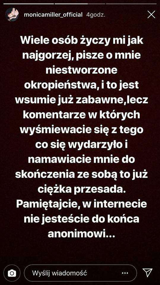 Monika Miller była namawiana do samobójstwa