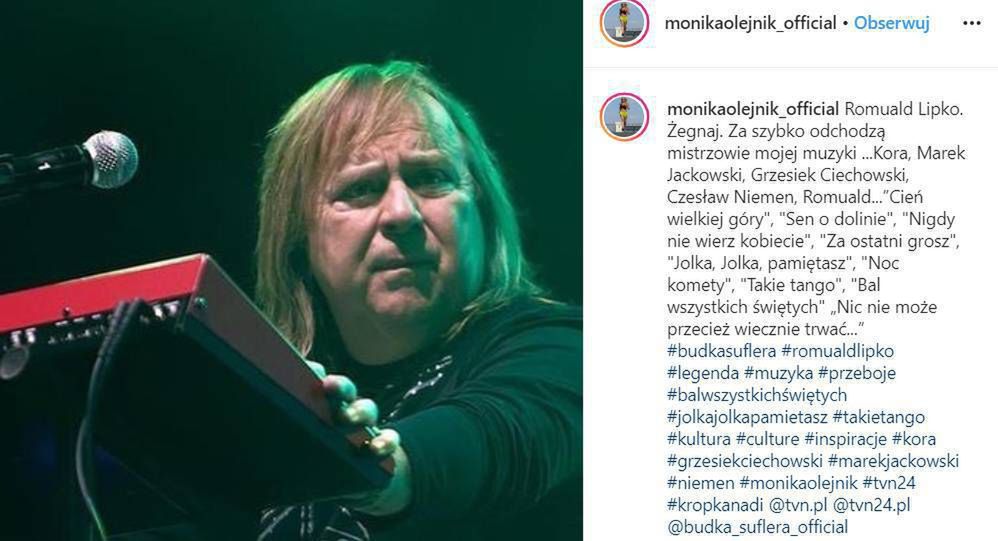 Monika Olejnik - gwiazdy żegnają Romualda Lipko