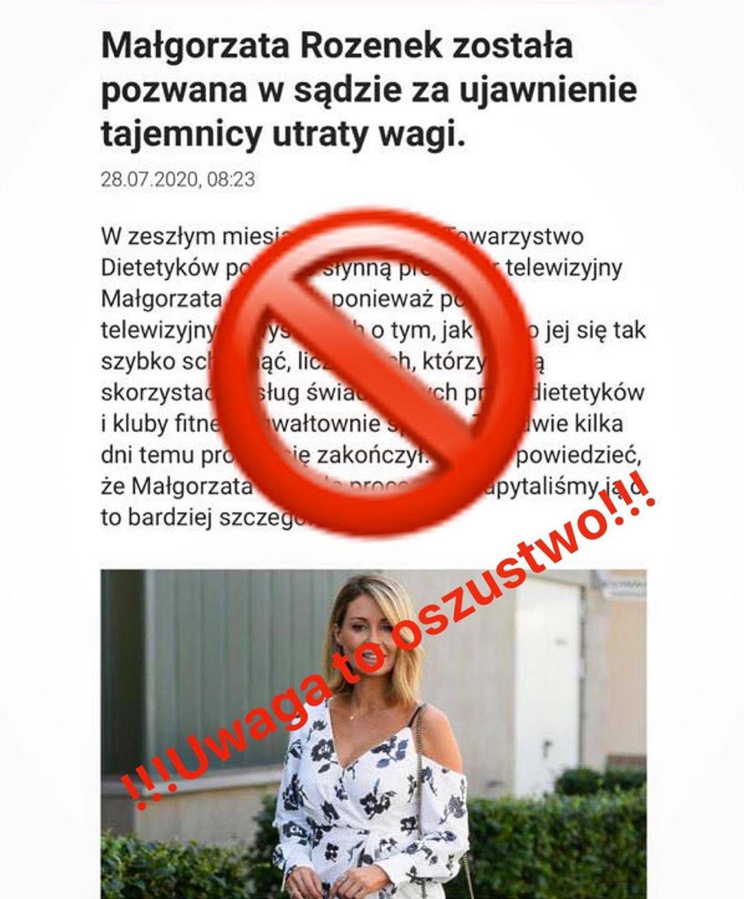 Małgorzata Rozenek ostrzega przed oszustami