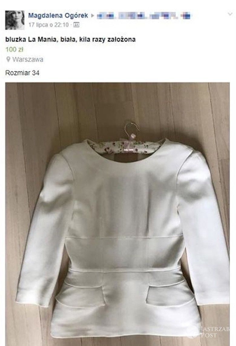 Magdalena Ogórek sprzedaje używane ubrania na Facebooku