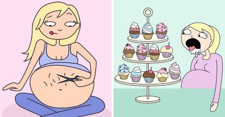 Ciążowy pamiętnik. 21 zabawnych ilustracji dokumentujących słodko-gorzkie przeżycia ciężarnych kobiet