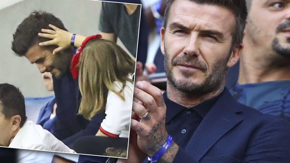 David Beckham z córką Harper na meczu w piłce nożnej kobiet