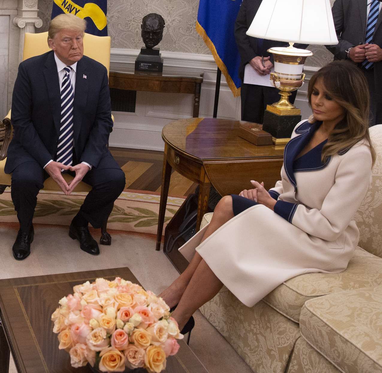 Melania i Donald Trump na spotkaniu z Agatą i Andrzejem Dudami w Białym Domu