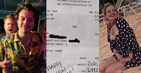 Adele i Harry Styles zostawili w restauracji na Karaibach "noworoczny" napiwek w wysokości 2020 dolarów!