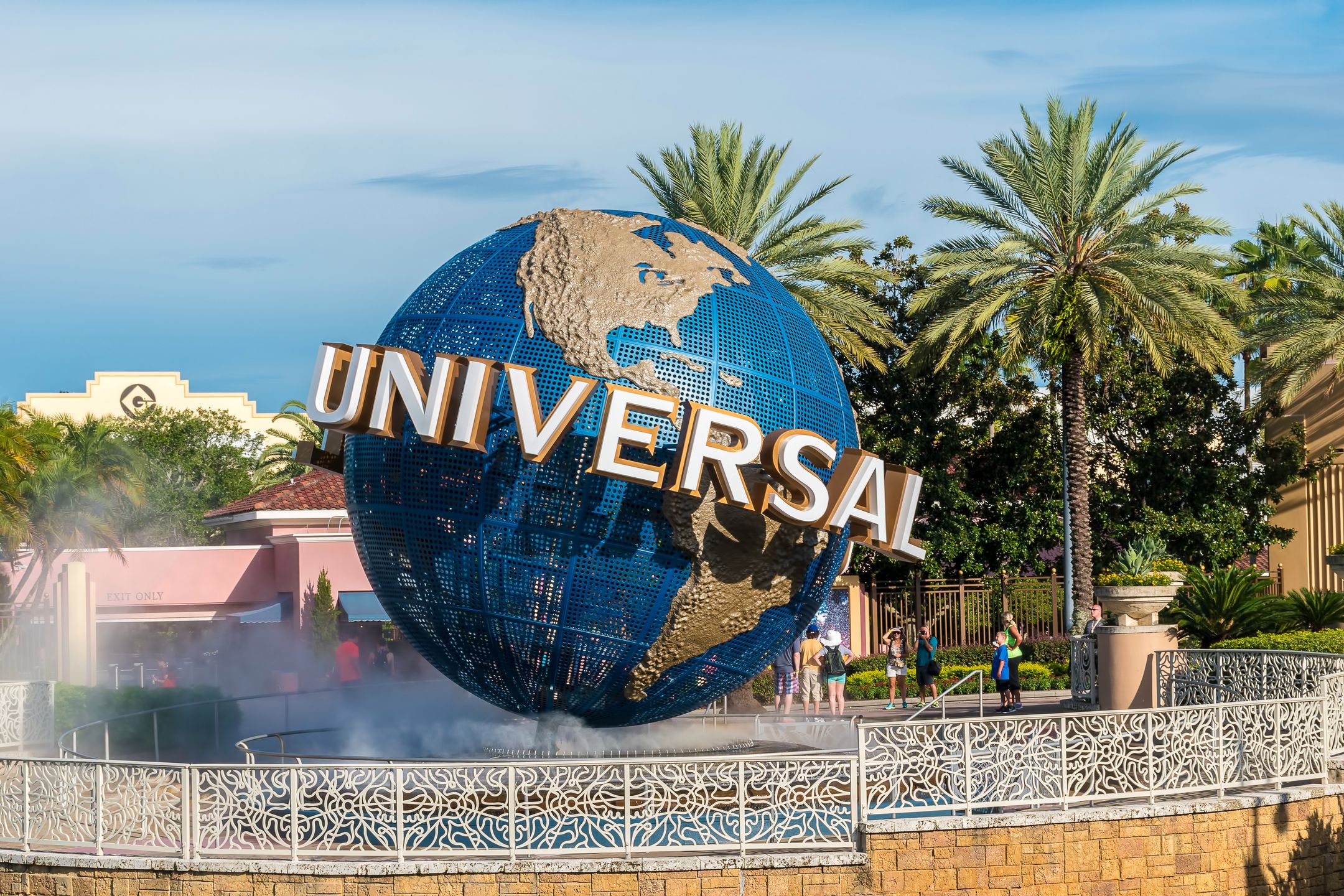 ORLANDO, USA - AUGUST 27, 2015: Universal Studios globe located at the entrance to the theme park. Universal Studios Orlando is a theme park resort in Orlando, Florida, USA 