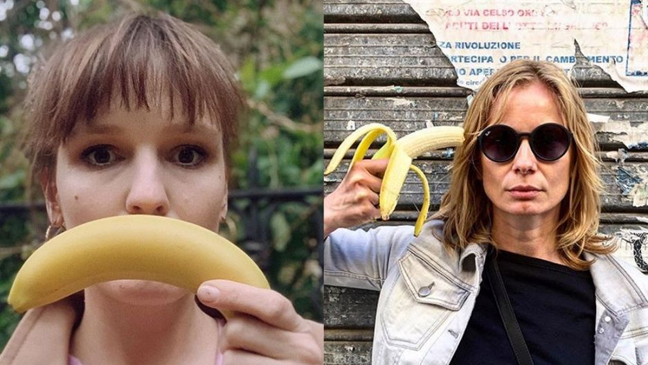 Selfie z bananem udostępniła m.in. Magdalena Cielecka 