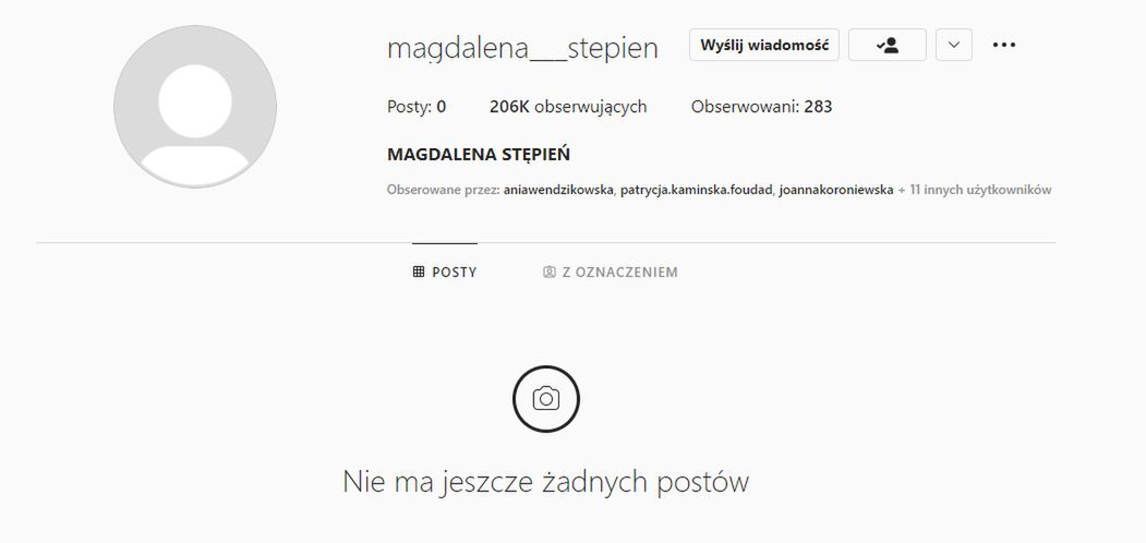 Magda Stępień wyczyściła konto na IG
