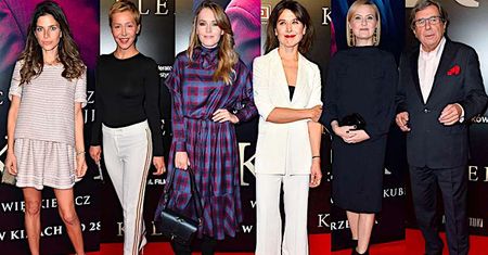 Gwiazdy na premierze filmu "Kler": Weronika Rosati, Katarzyna Herman, Kasia Warnke, Janusz Gajos