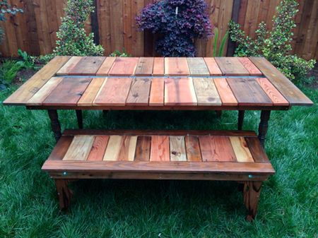 Wood Picnic Table with Planter