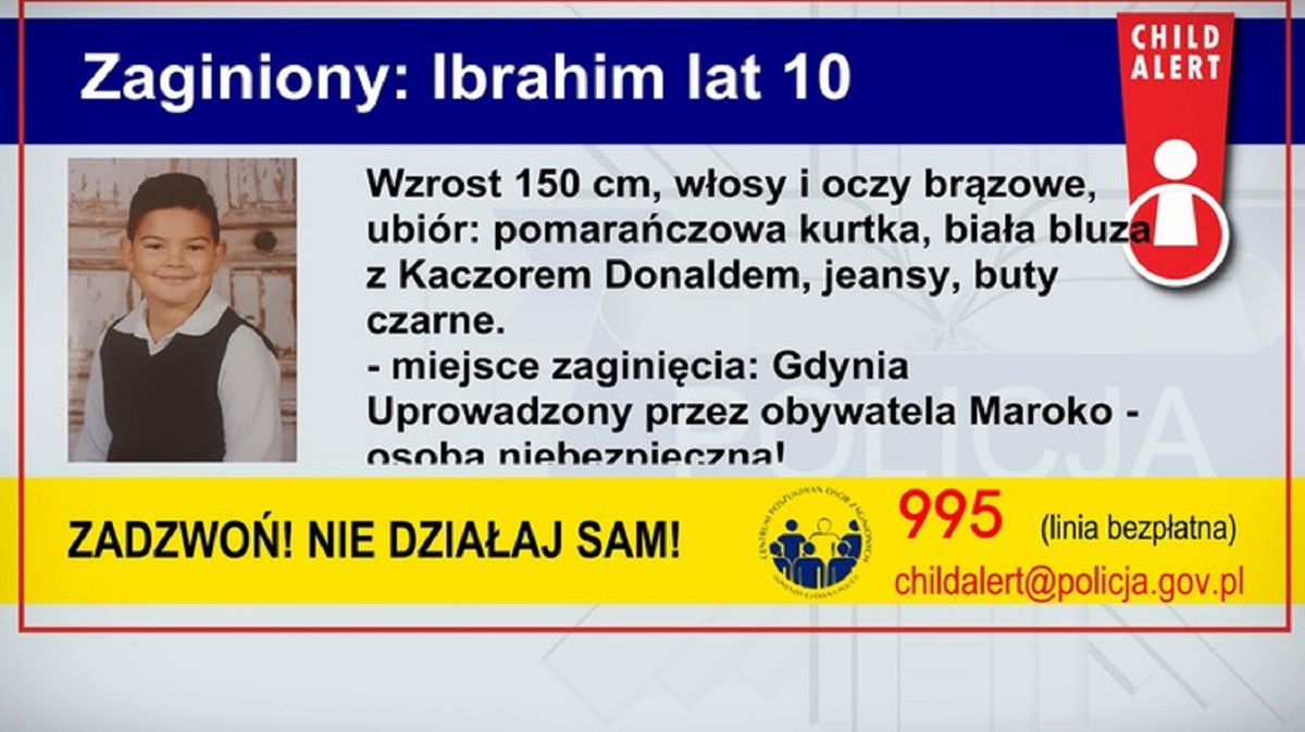 Gdynia. 10-letni Ibrahim uprowadzony. Policja uruchomiła Child Alert