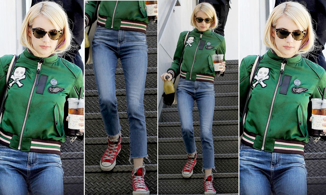 LOOK OF THE DAY: Emma Roberts w bomberce Coach