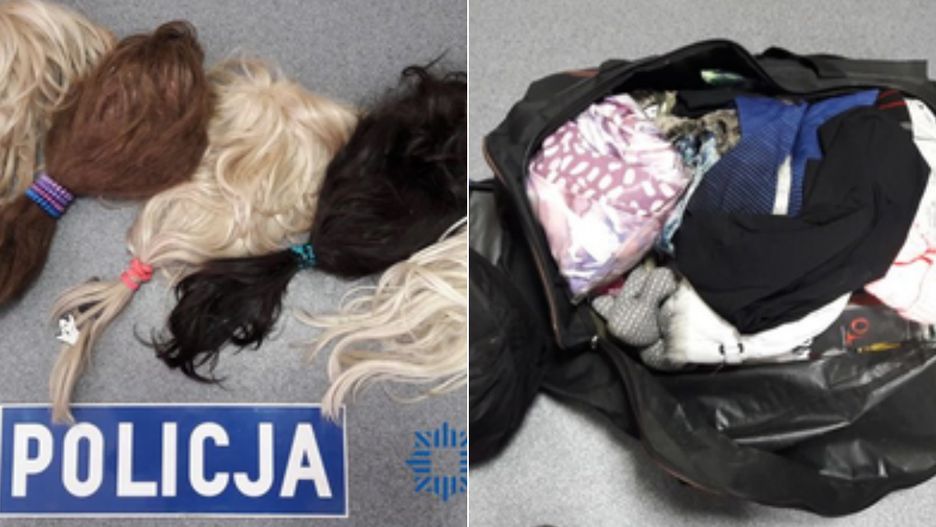 Policja znalazła przy kobiecie ubrania z metkami i peruki