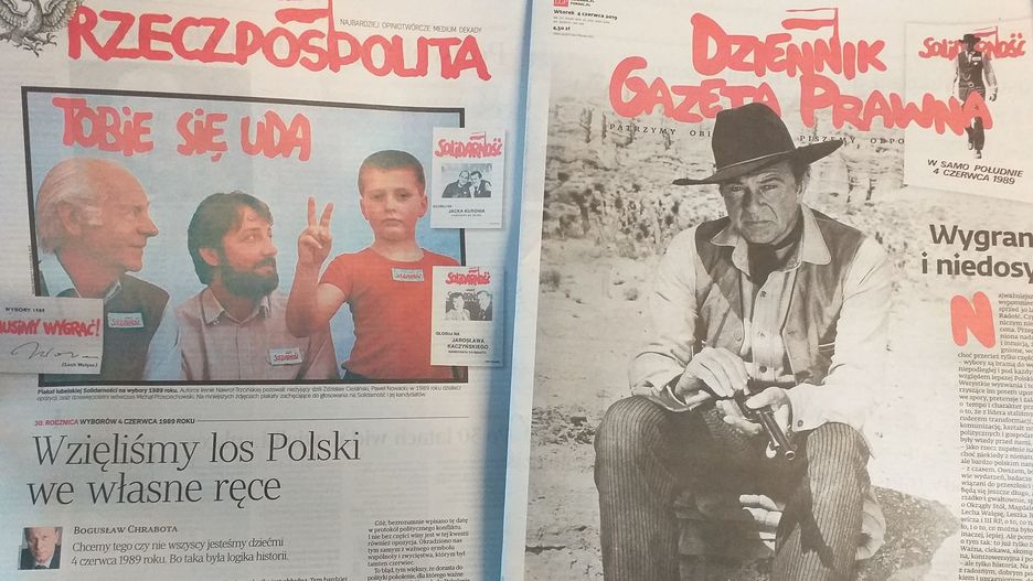4 czerwca 1989 r. - pierwsze częściowo wolne wybory w Polsce. Okładki dzisiejszych gazet