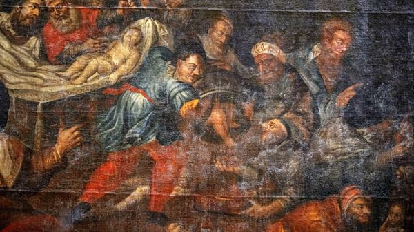 Znajdujący się w sandomierskiej katedrze obraz Karola de Prevot z XVIII wieku, przedstawiający rzekomy mord rytualny chrześcijańskiego dziecka dokonany przez Żydów