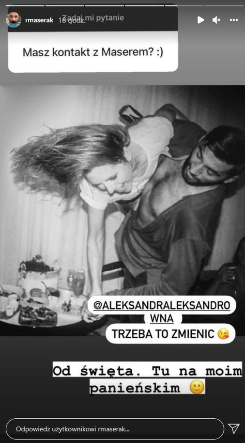 Aleksandra Kwaśniewska i Rafał Maserak. Skrin z InstaStories