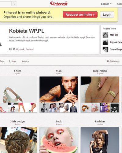 Kobieta.wp.pl ma swój profil na Pinterest.com