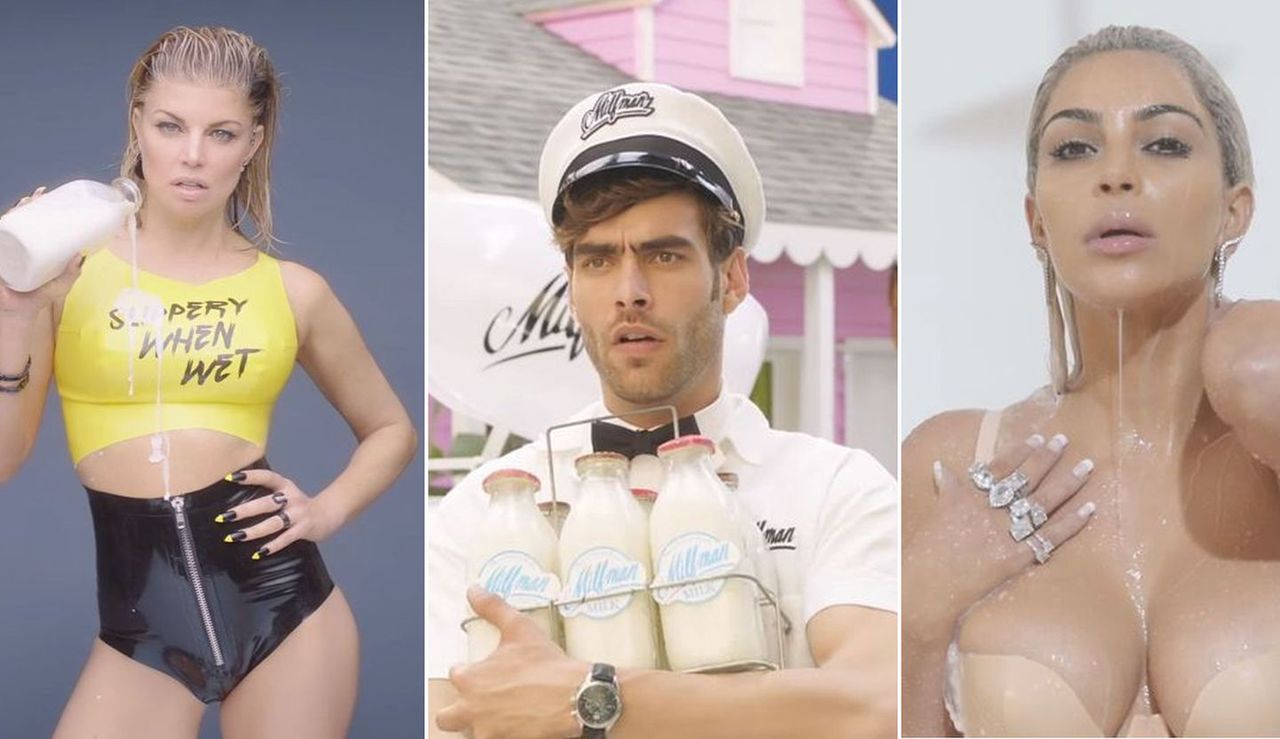 Fergie, Kardashian i Ciara w strumieniach mleka. Seksowne?