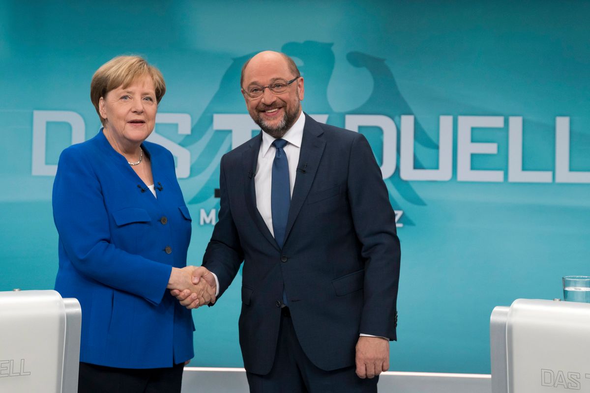 Polityczne starcie w TV. Merkel lepsza od Schulza