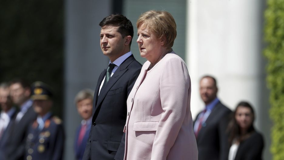 Angela Merkel podczas wizyty prezydenta Ukrainy.