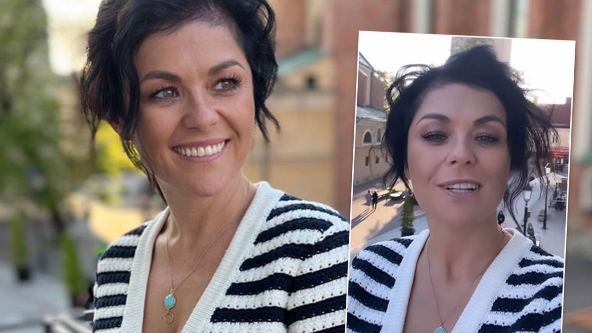 Kasia Cichopek w pasiastym sweterku