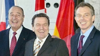 Jacques Chirac, Gerhard Schroeder i Tony Blair