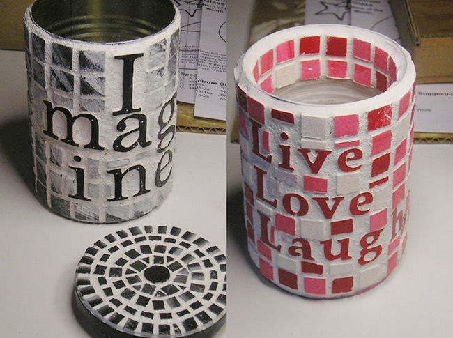 Mosaic Tin Can Containers