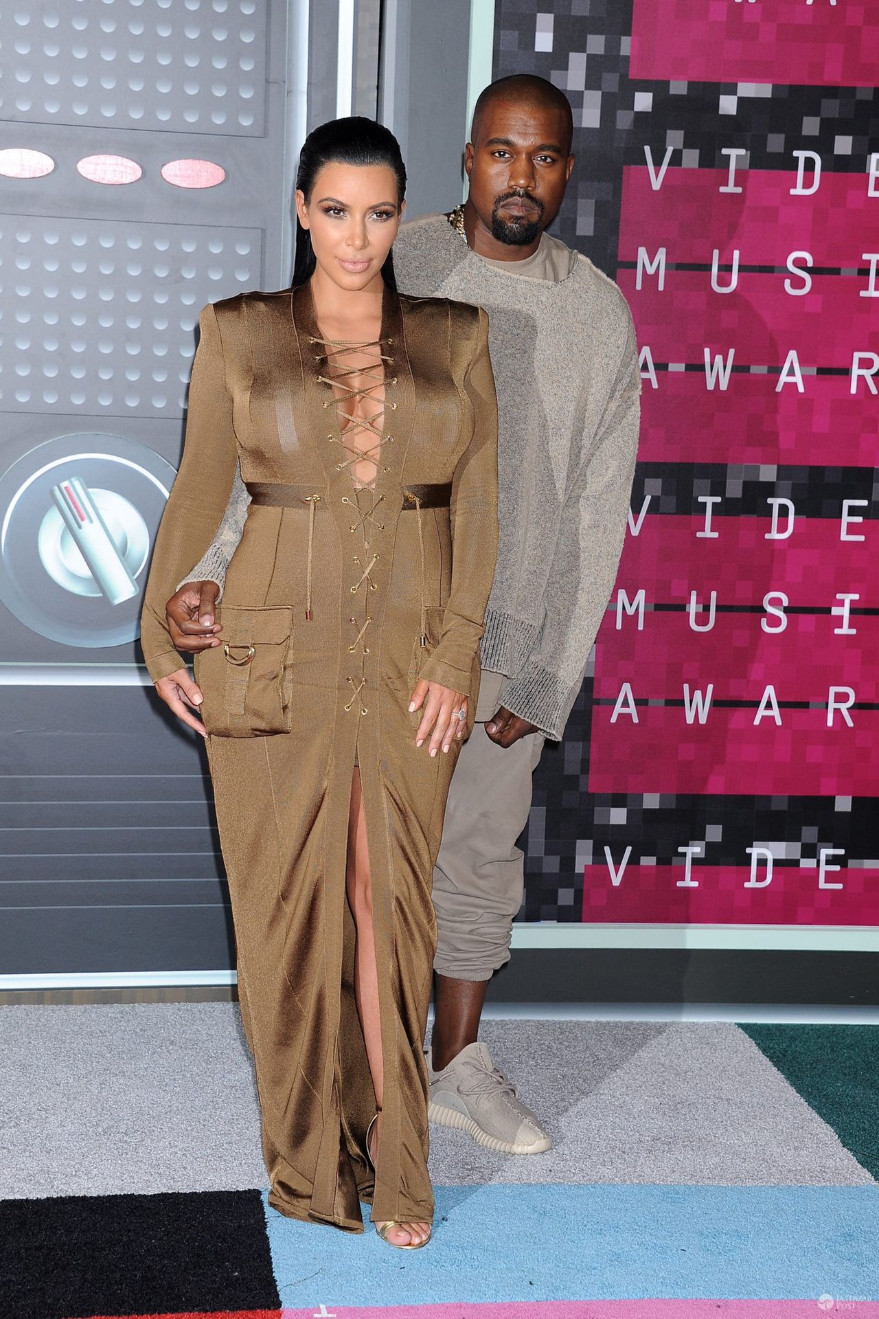 Kim Kardashian i Kanye West. W grudniu 2015 na świat przyszedl ich pierwszy syn, Saint West