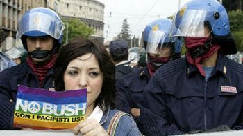 Protest w centrum Rzymu