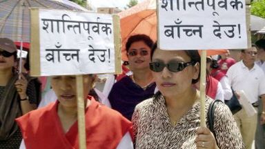 Protest przeciwko blokadzie Katmandu