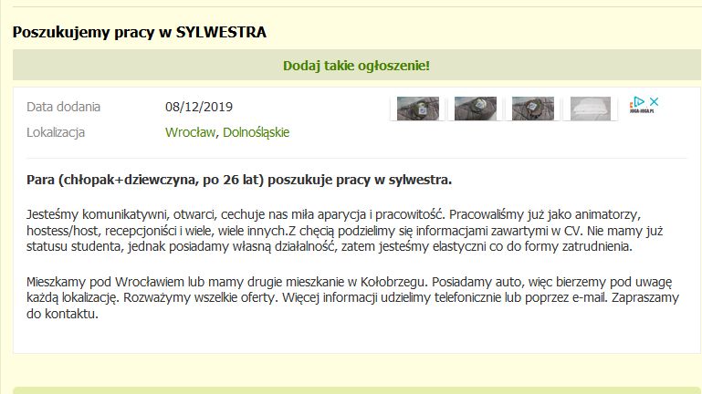 Praca w Sylwestra 