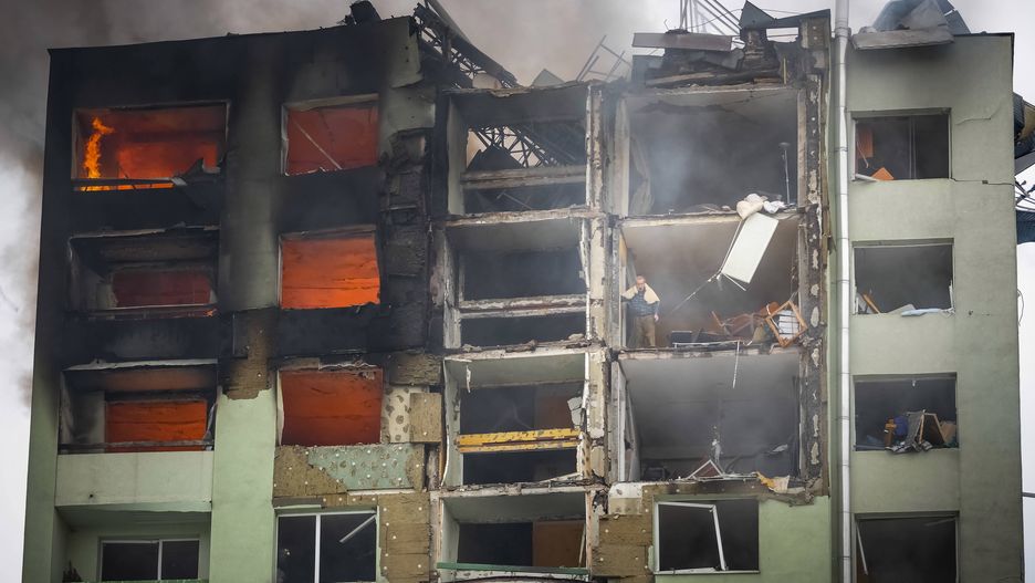Pożar bloku w Preszowie