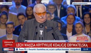 Lech Wałęsa zdumiał zgromadzonych na konwencji KO. "Nie słuchacie mnie!"