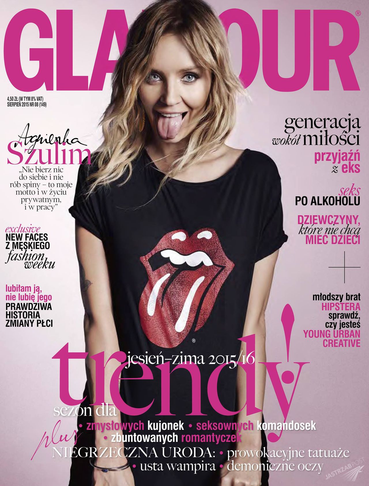 Agnieszka Szulim na okładce Glamour sierpień 2015