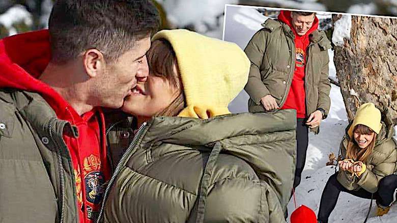 Anna Robert Klara Lewandowscy sesja na śniegu